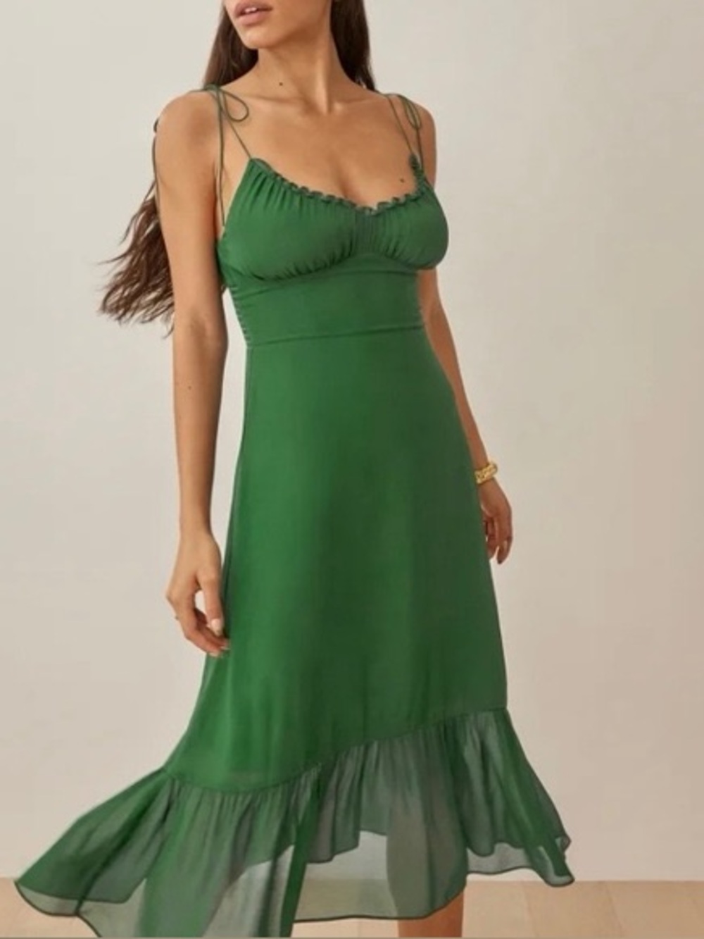 Reformation Emerald Green Midi Slip Dress